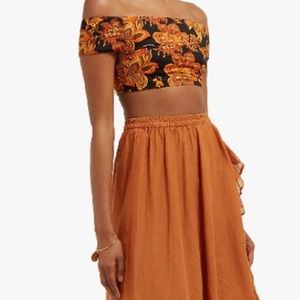off the should orange floral bikini top